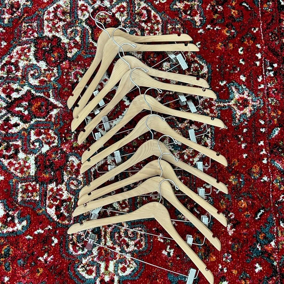 Other - Brand New Wooden Hangers W/Clips 10 Pack Set